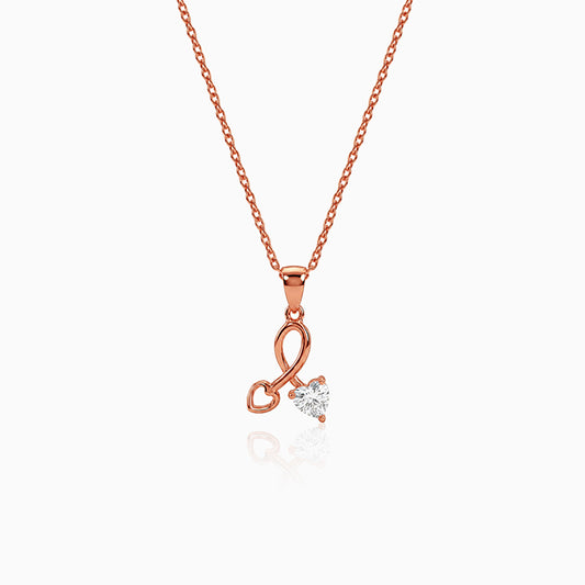 Rose Gold Twin Hearts Pendant With Link Chain