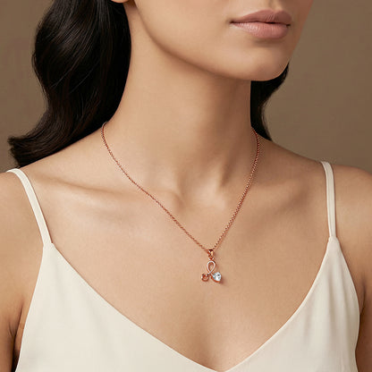 Rose Gold Twin Hearts Pendant With Link Chain