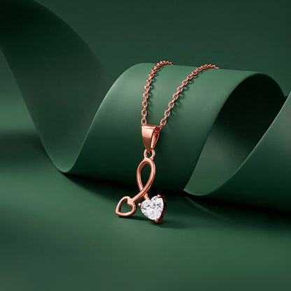 Rose Gold Twin Hearts Pendant With Link Chain