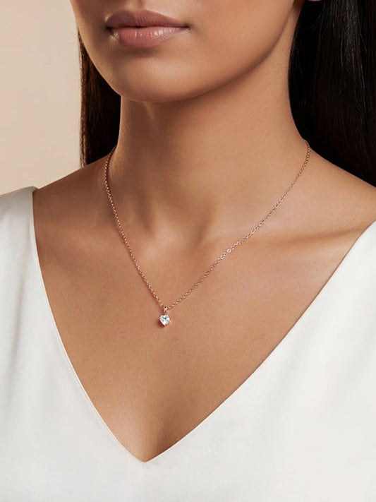 Rose Gold Heartshow Pendant with Link Chain