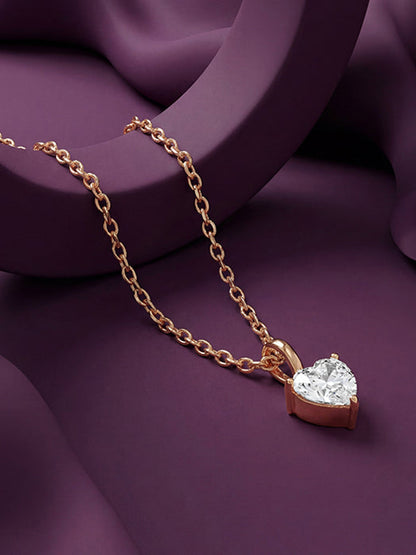 Rose Gold Heartshow Pendant with Link Chain