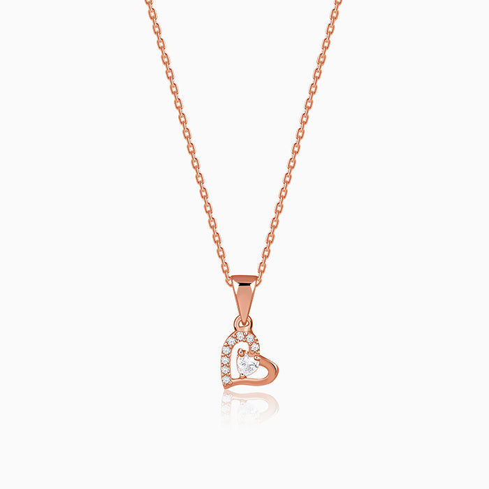 Rose Gold Heart Glow Pendant with Link Chain