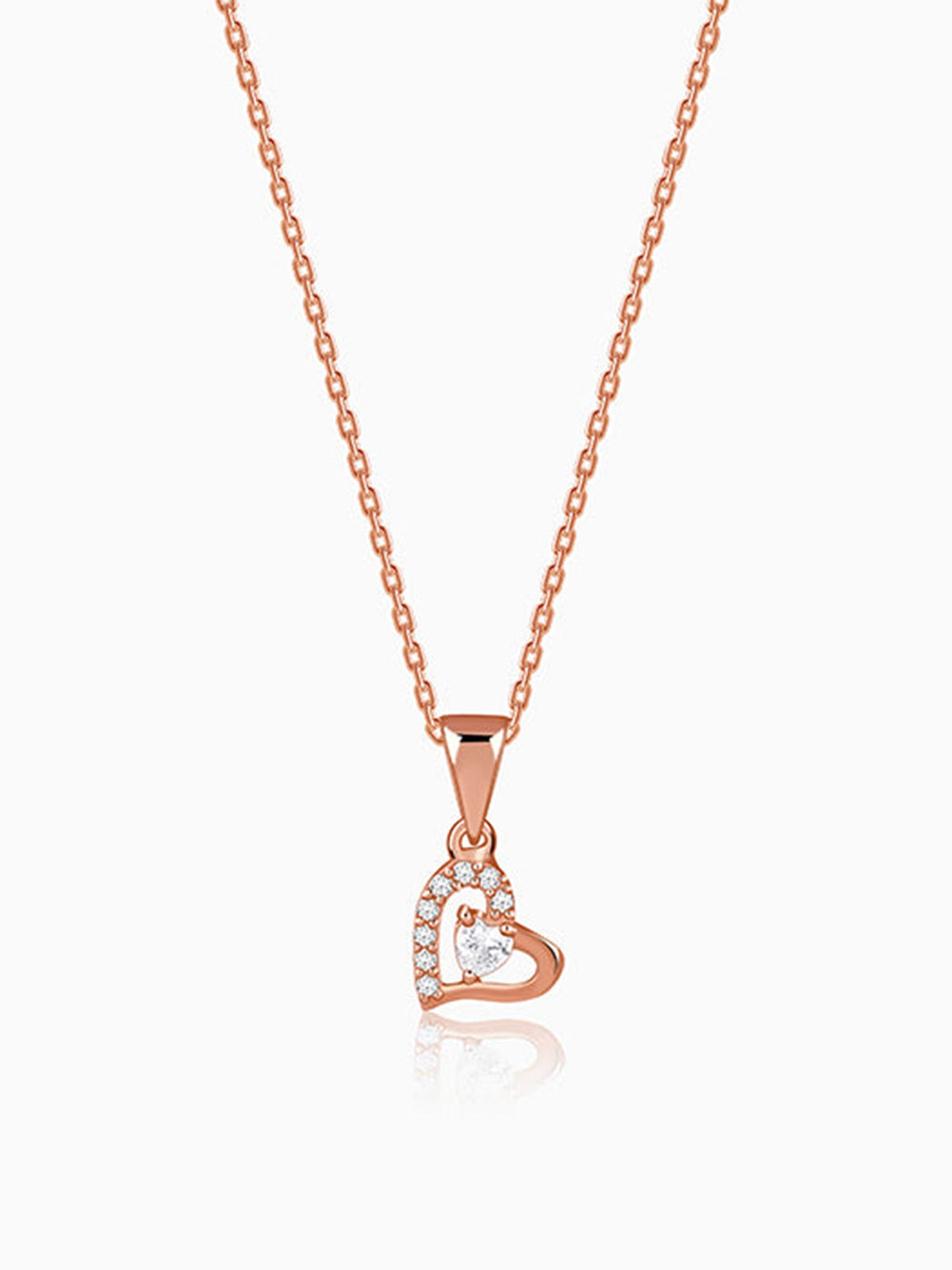 Rose Gold Heart Glow Pendant with Link Chain