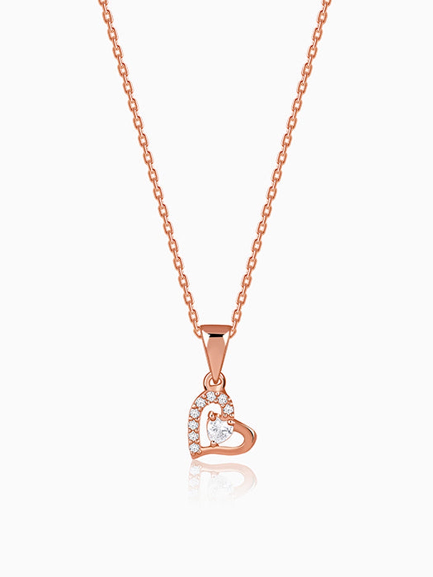 Rose Gold Heart Glow Pendant with Link Chain