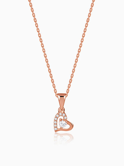 Rose Gold Heart Glow Pendant with Link Chain