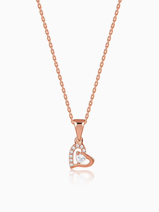 Rose Gold Heart Glow Pendant with Link Chain