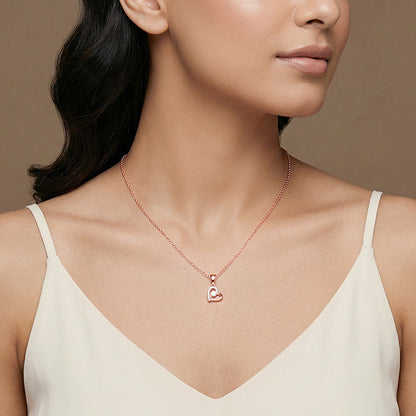 Rose Gold Heart Glow Pendant with Link Chain
