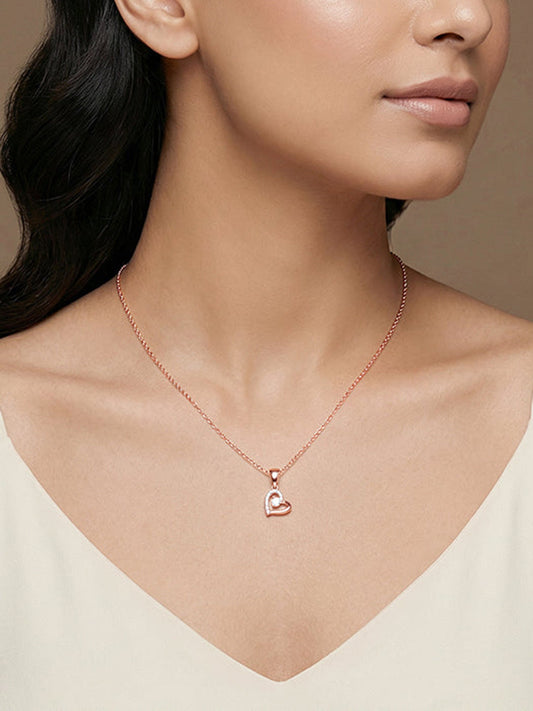 Rose Gold Heart Glow Pendant with Link Chain