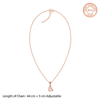 Rose Gold Heart Glow Pendant with Link Chain
