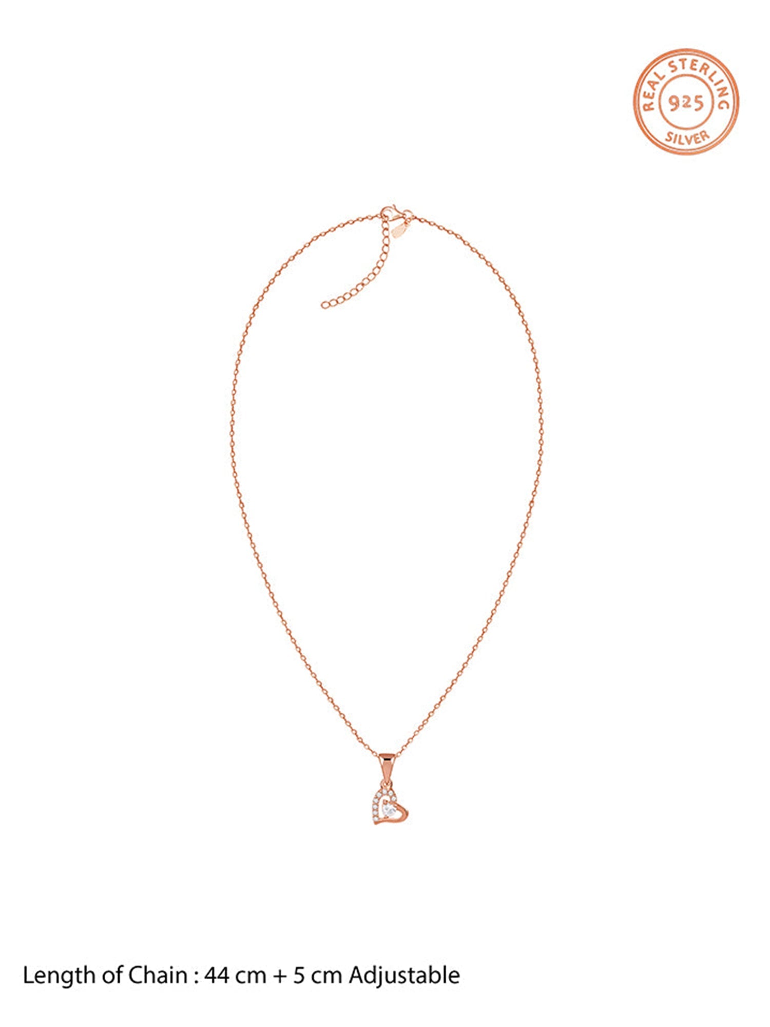 Rose Gold Heart Glow Pendant with Link Chain