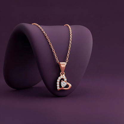 Rose Gold Heart Glow Pendant with Link Chain