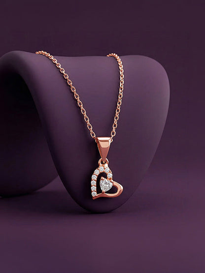 Rose Gold Heart Glow Pendant with Link Chain