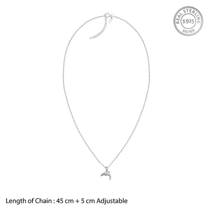 Silver Smiling Dolphin Pendant With Link Chain