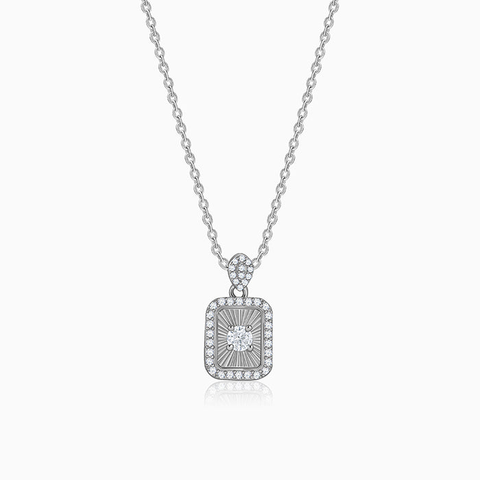 Silver Aurelia Starburst Locket Pendant With Link Chain