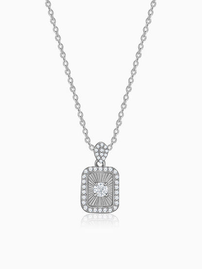 Silver Aurelia Starburst Locket Pendant With Link Chain