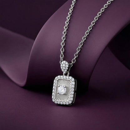 Silver Aurelia Starburst Locket Pendant With Link Chain