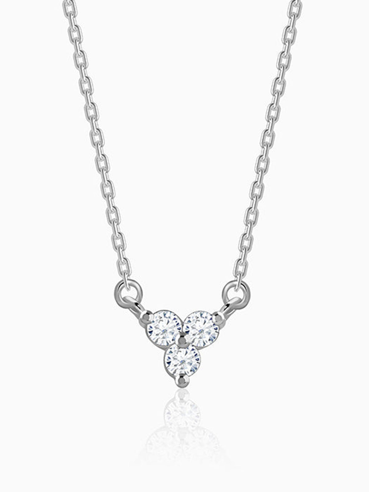 Silver Clover Crystal Necklace