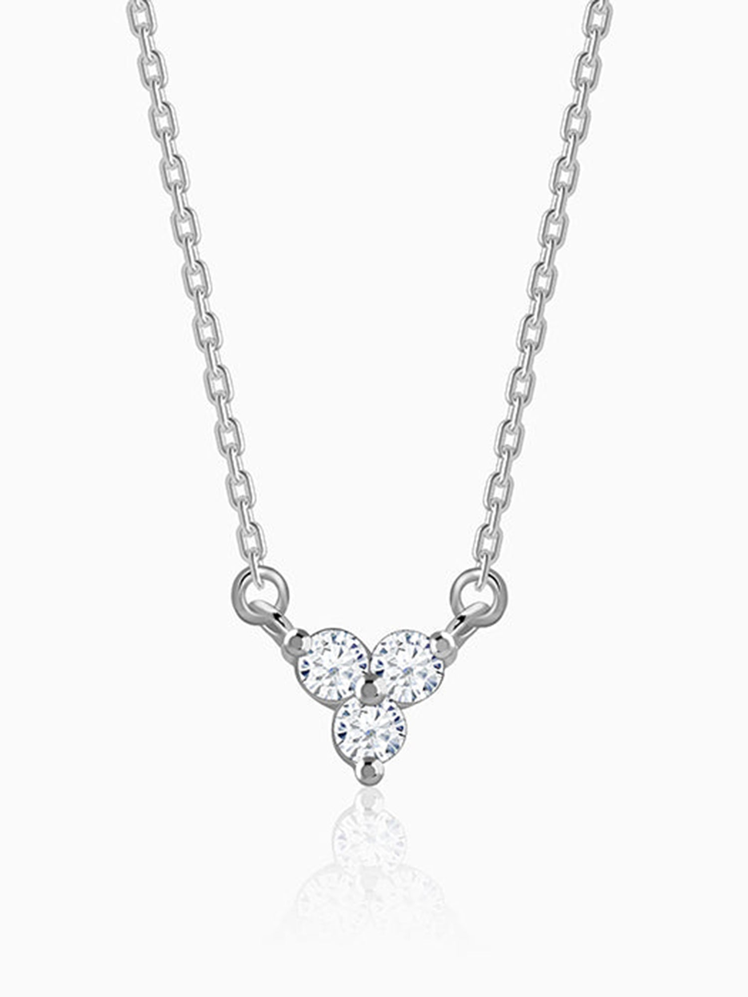 Silver Clover Crystal Necklace