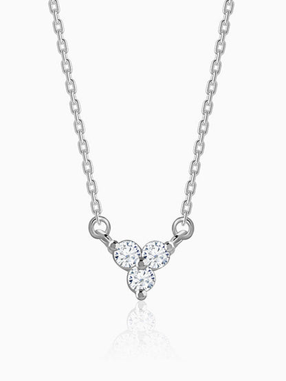 Silver Clover Crystal Necklace