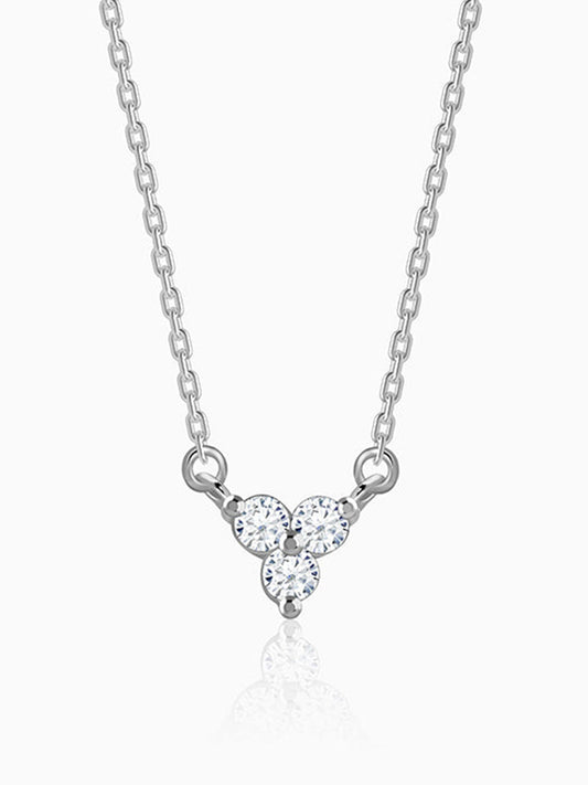 Silver Clover Crystal Necklace