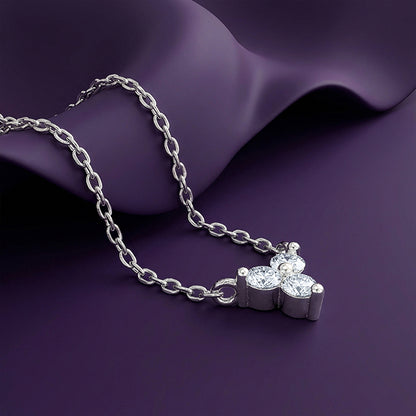 Silver Clover Crystal Necklace