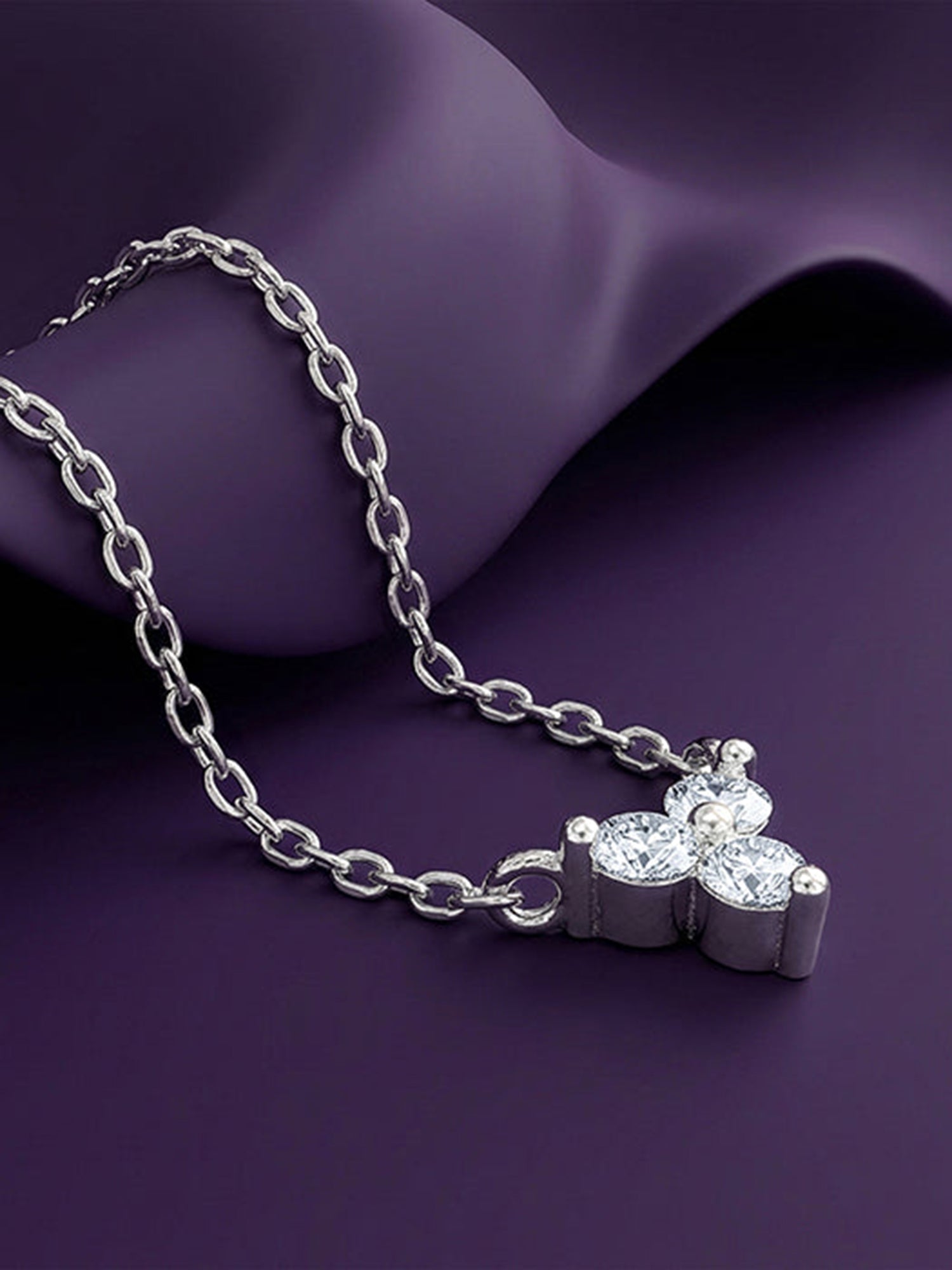 Silver Clover Crystal Necklace