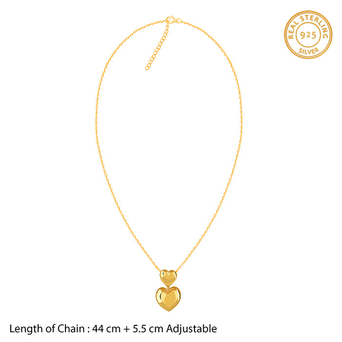 Golden Echo Heart Pendant With Link Chain