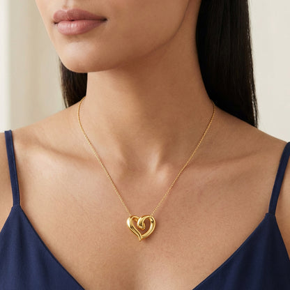 Golden Love Pendant With Link Chain