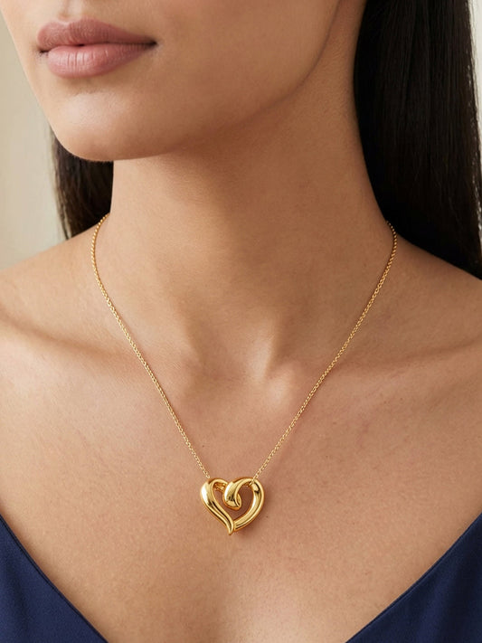 Golden Love Pendant With Link Chain