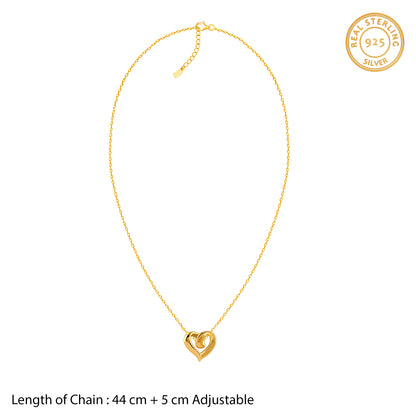 Golden Love Pendant With Link Chain