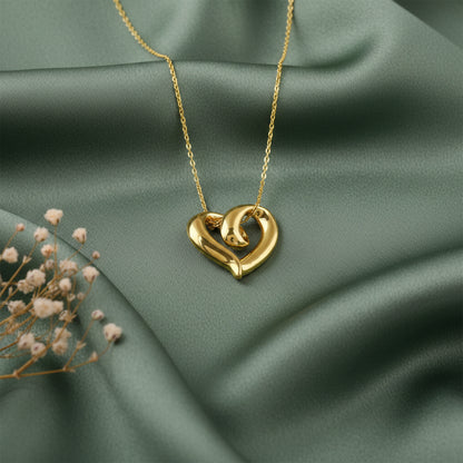 Golden Love Pendant With Link Chain