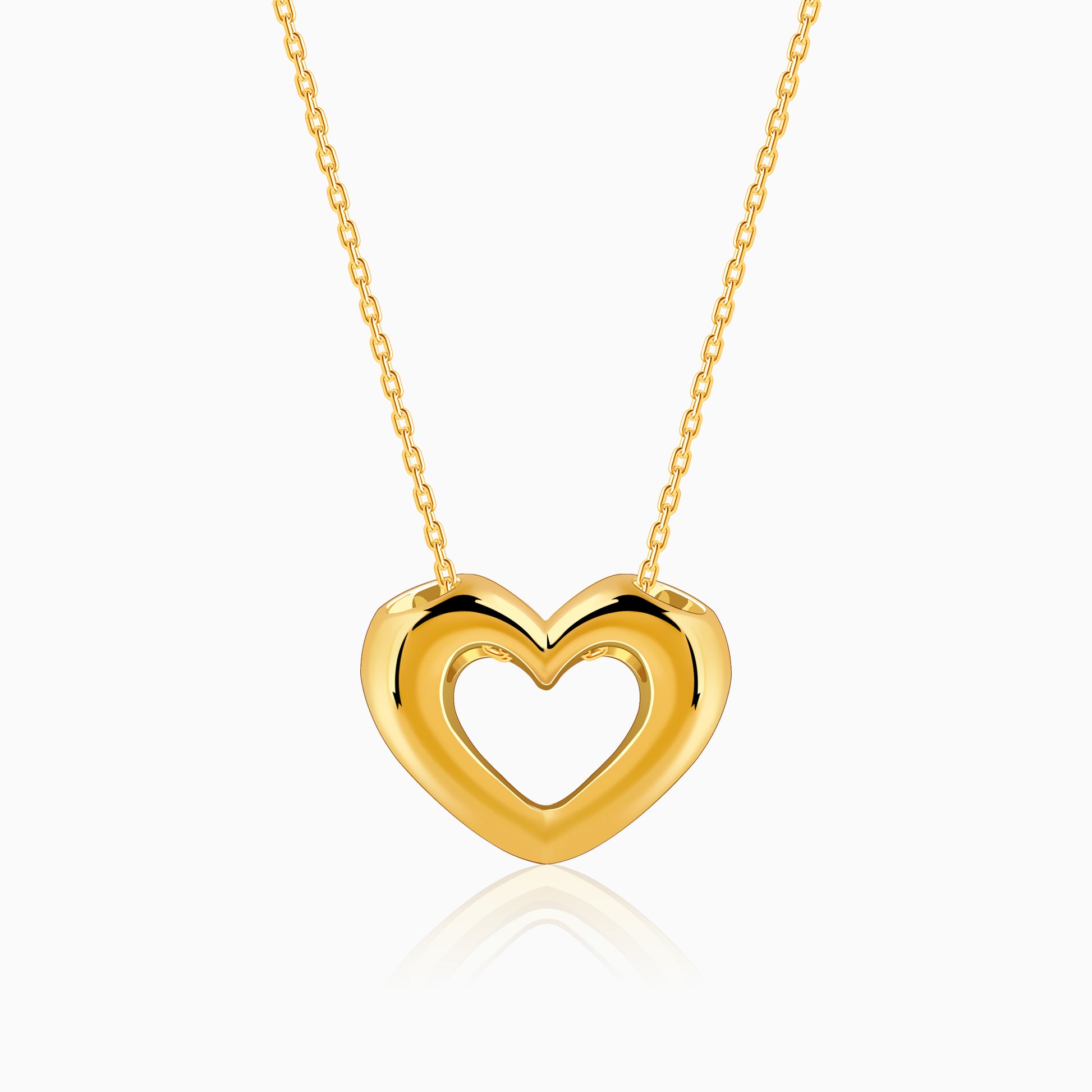 Golden Heart Pendant With Link Chain