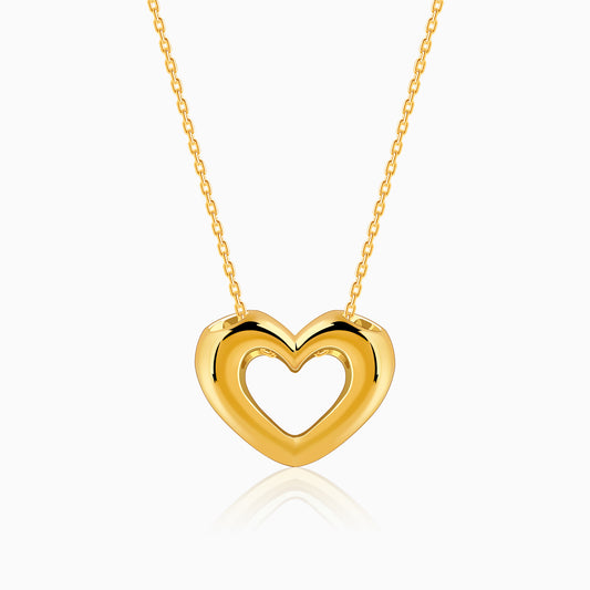 Golden Heart Pendant With Link Chain