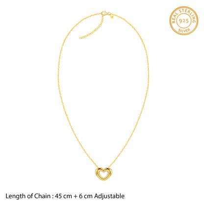 Golden Heart Pendant With Link Chain