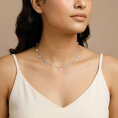 Silver Heart & Halo Necklace