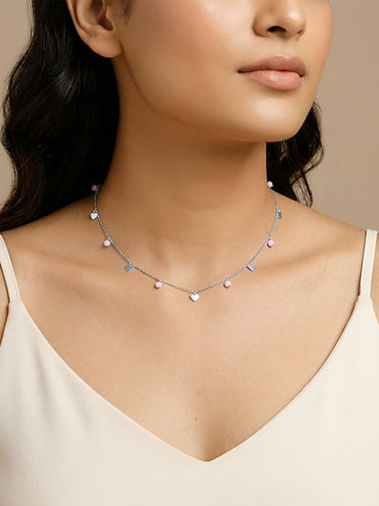Silver Heart & Halo Necklace