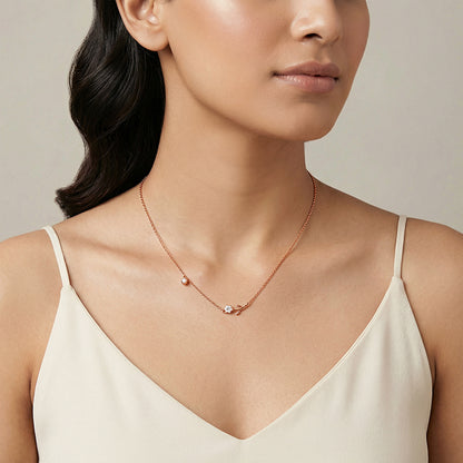 Rose Gold Plated Crystal Floral Bud Necklace