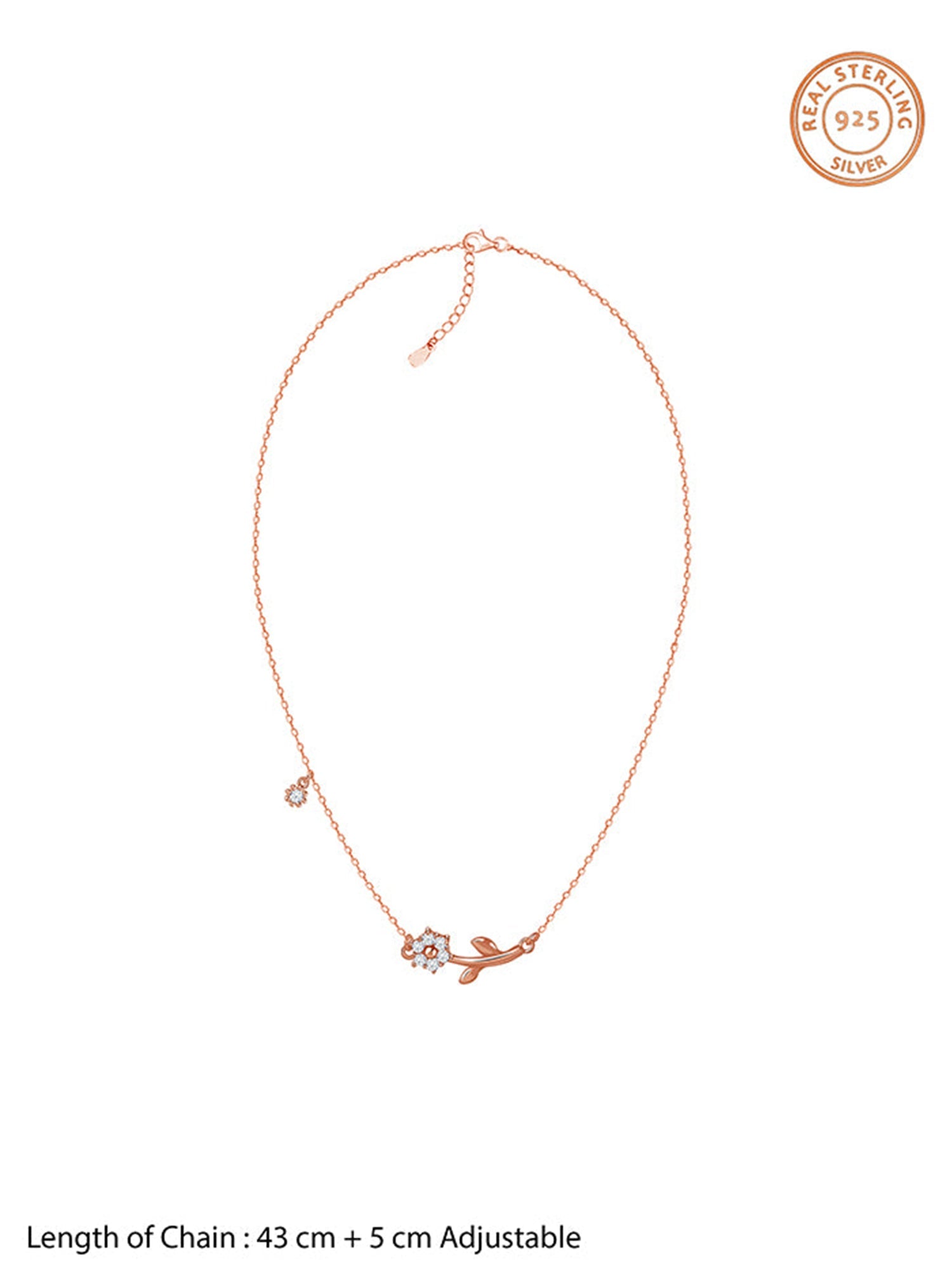 Rose Gold Plated Crystal Floral Bud Necklace