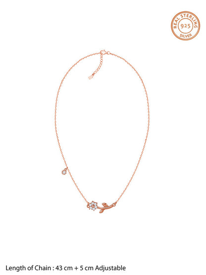 Rose Gold Plated Crystal Floral Bud Necklace