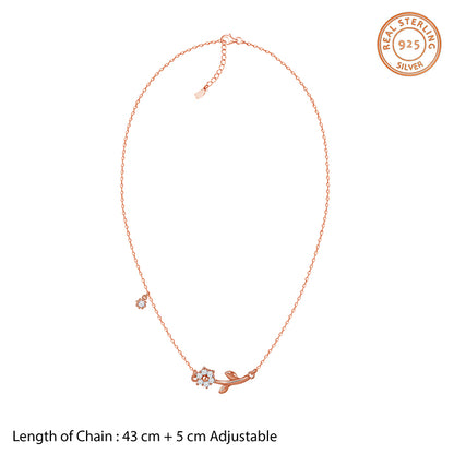 Rose Gold Plated Crystal Floral Bud Necklace