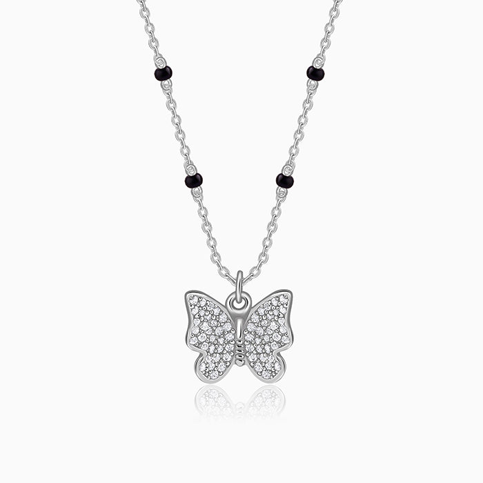 Silver Butterfly Bloom Necklace
