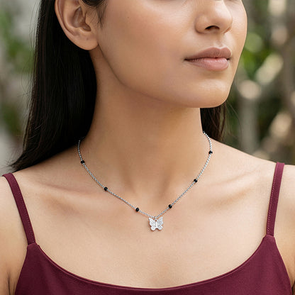 Silver Butterfly Bloom Necklace