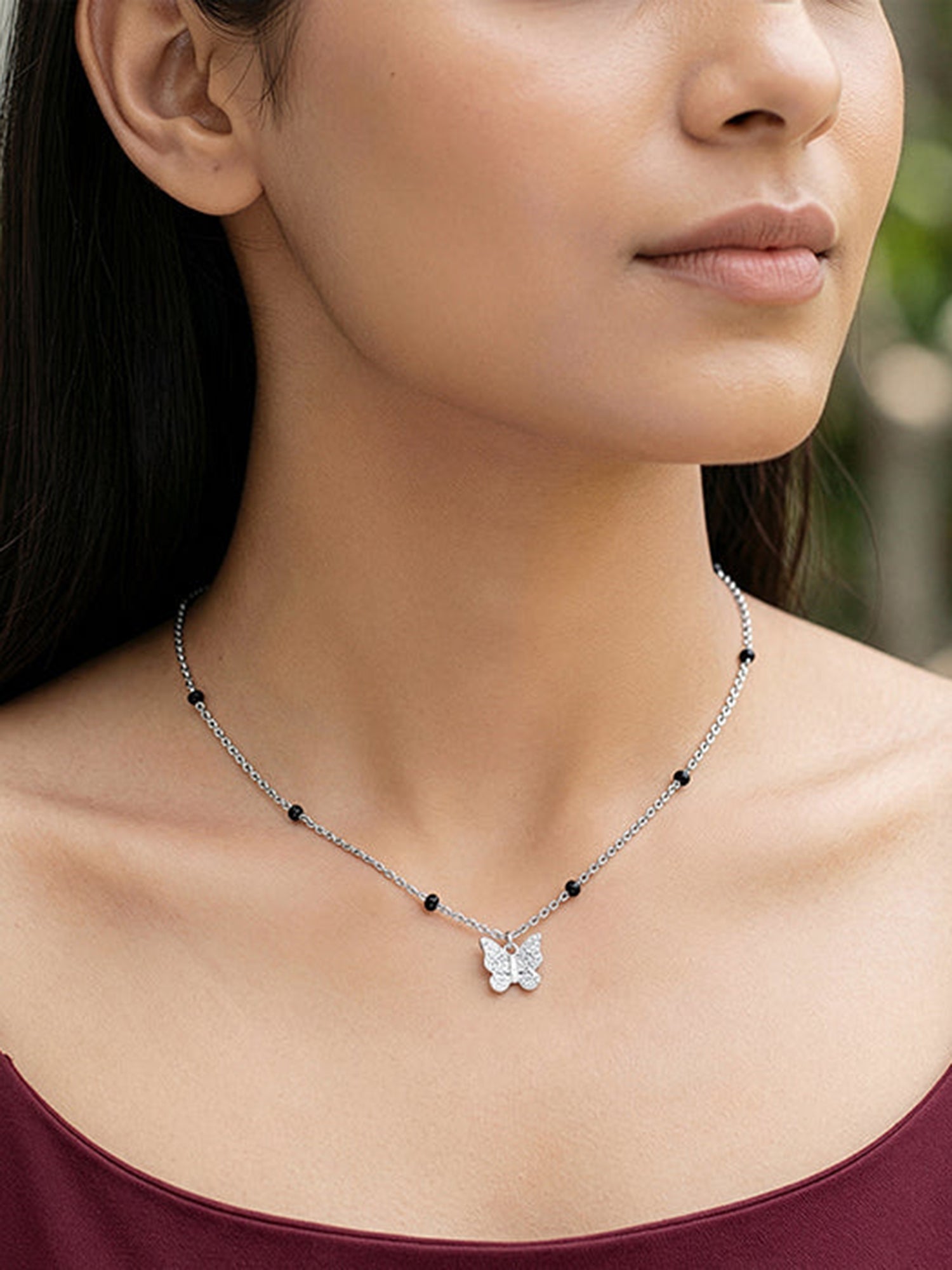 Silver Butterfly Bloom Necklace