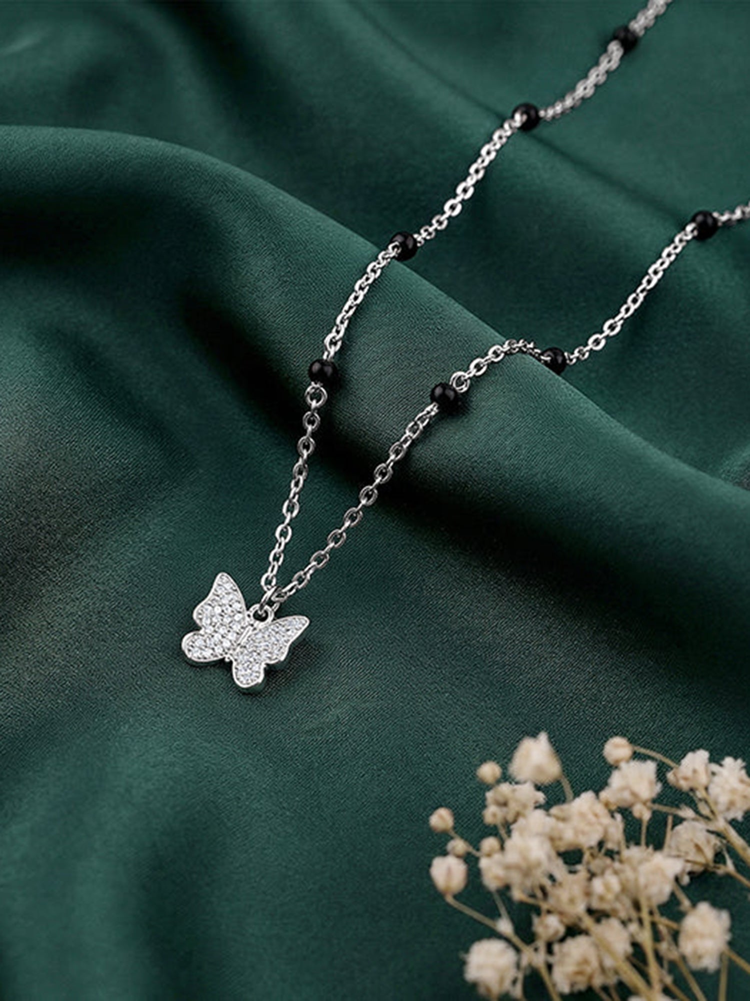 Silver Butterfly Bloom Necklace