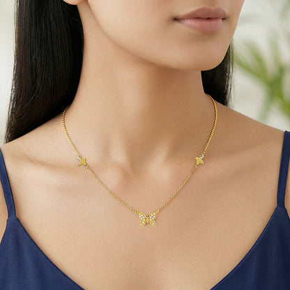Golden Triple Flutter Necklace