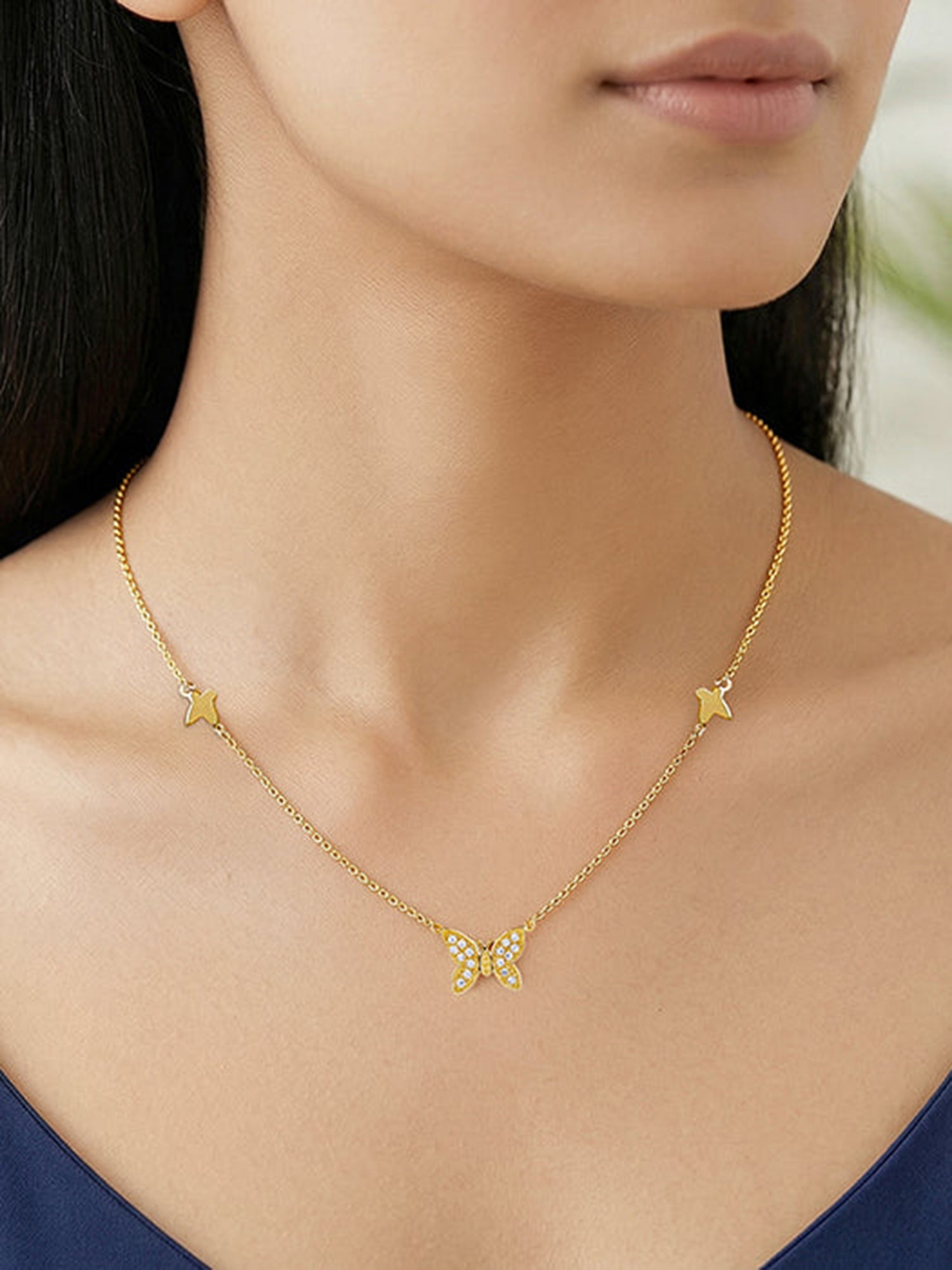 Golden Triple Flutter Necklace