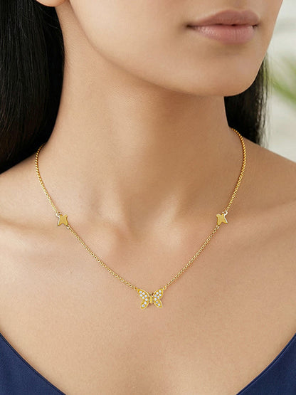 Golden Triple Flutter Necklace
