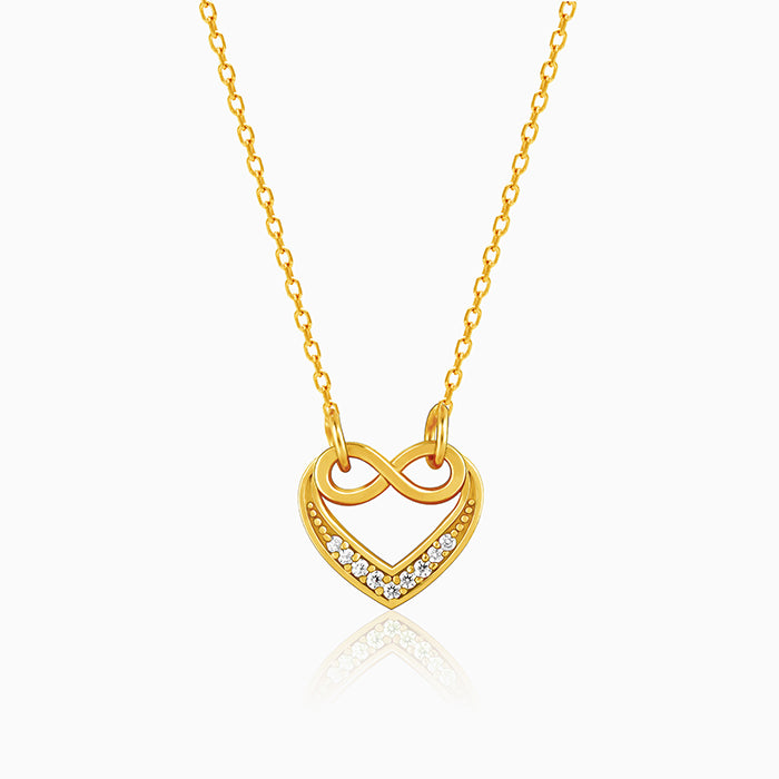 Golden Infinite Love in Heart Necklace