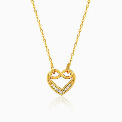 Golden Infinite Love in Heart Necklace