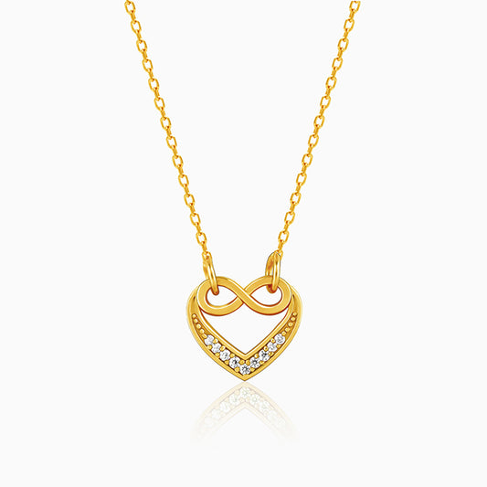 Golden Infinite Love in Heart Necklace